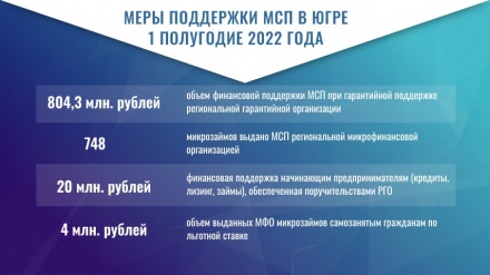 Меры поддержки МСП в Югре  1 полугодие 2022 года